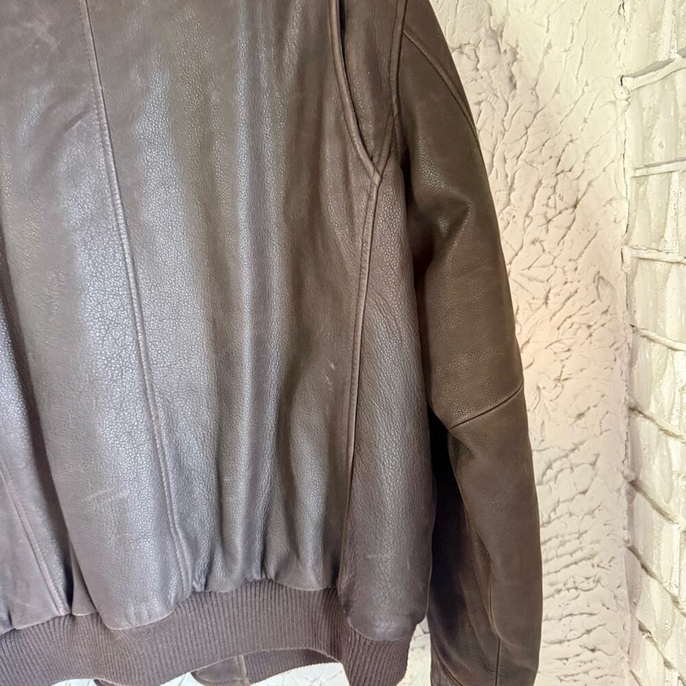 Vintage Eddie Bauer Lambskin Leather Goose Down Bomber Jacket with Plush Collar - Picture 13 of 16